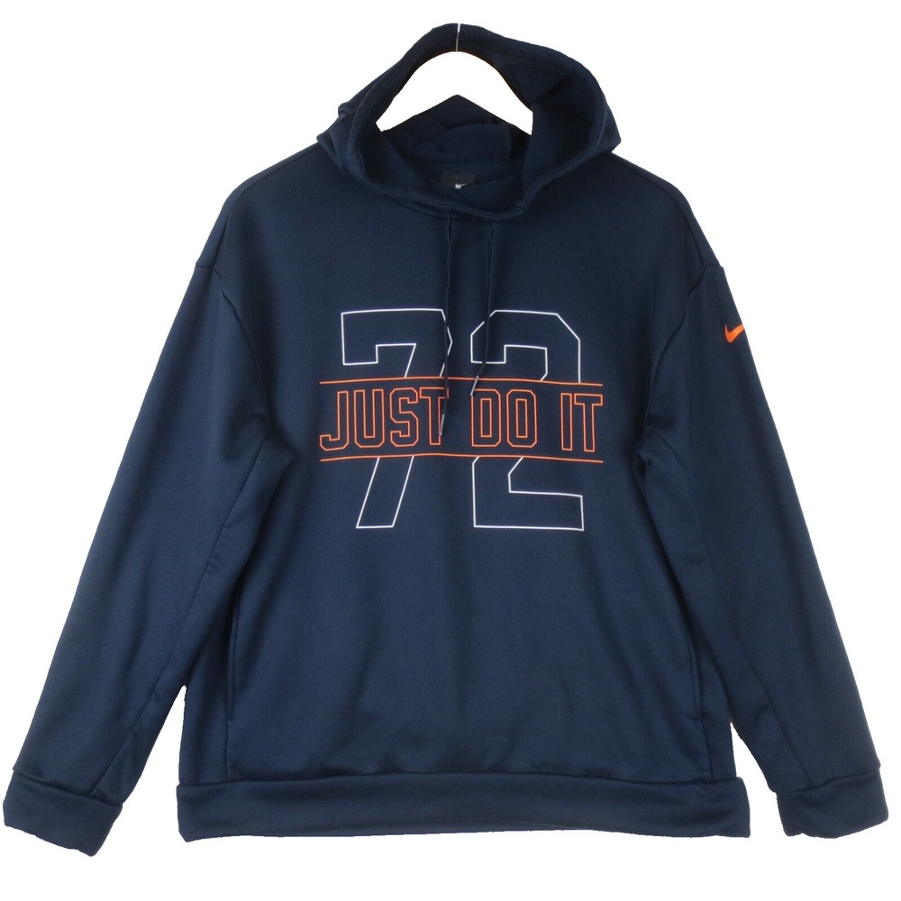 Nike Hoodie Womens Small Blue Therma Fleece Pullover Sweatshirt 72 Just Do It.